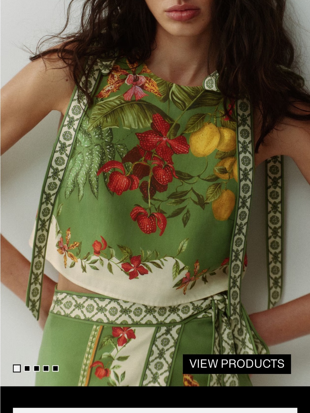 Floral Green Crop Top